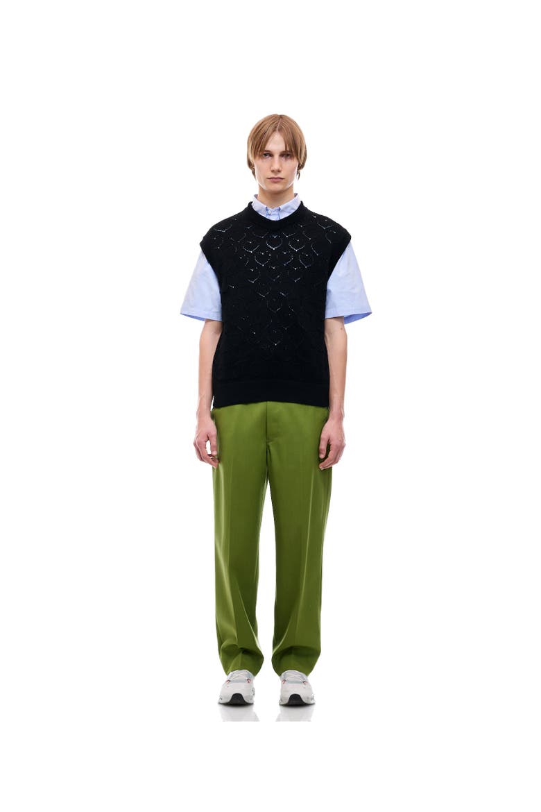 Eyelet Sweater Vest, Alternate, color, Black