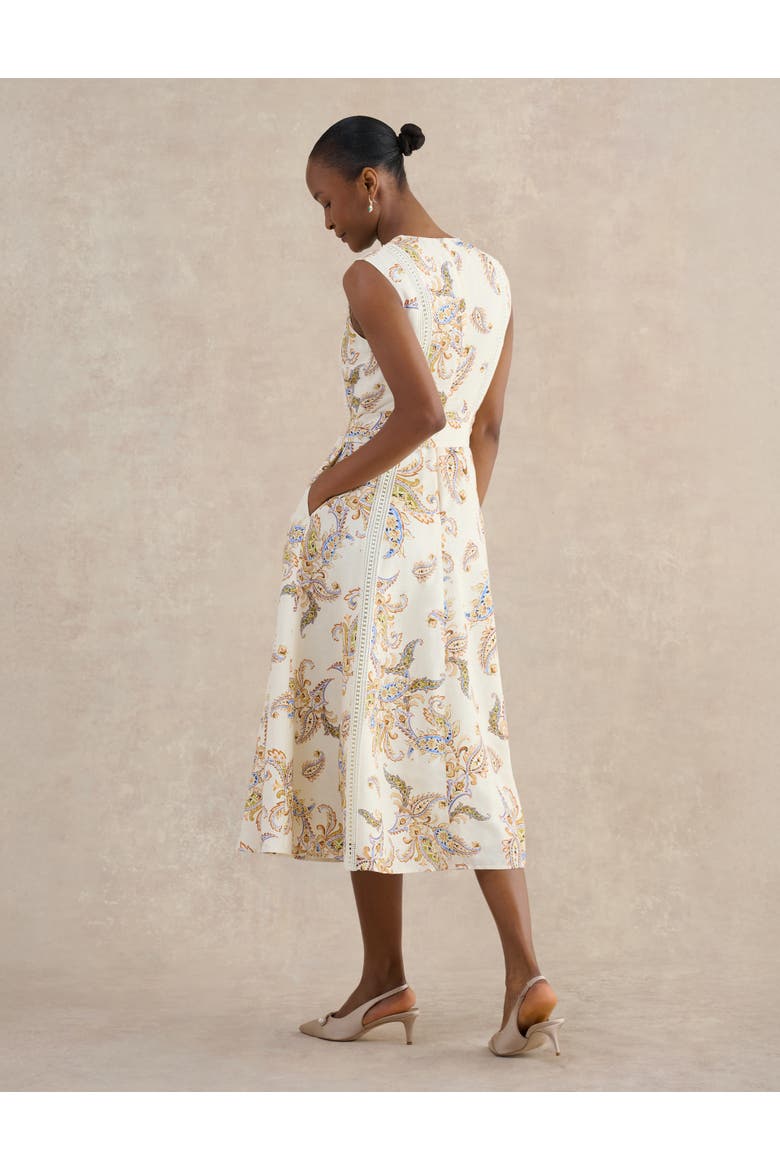 Uma Linen Blend Midi Dress, Alternate, color, Cream Multi
