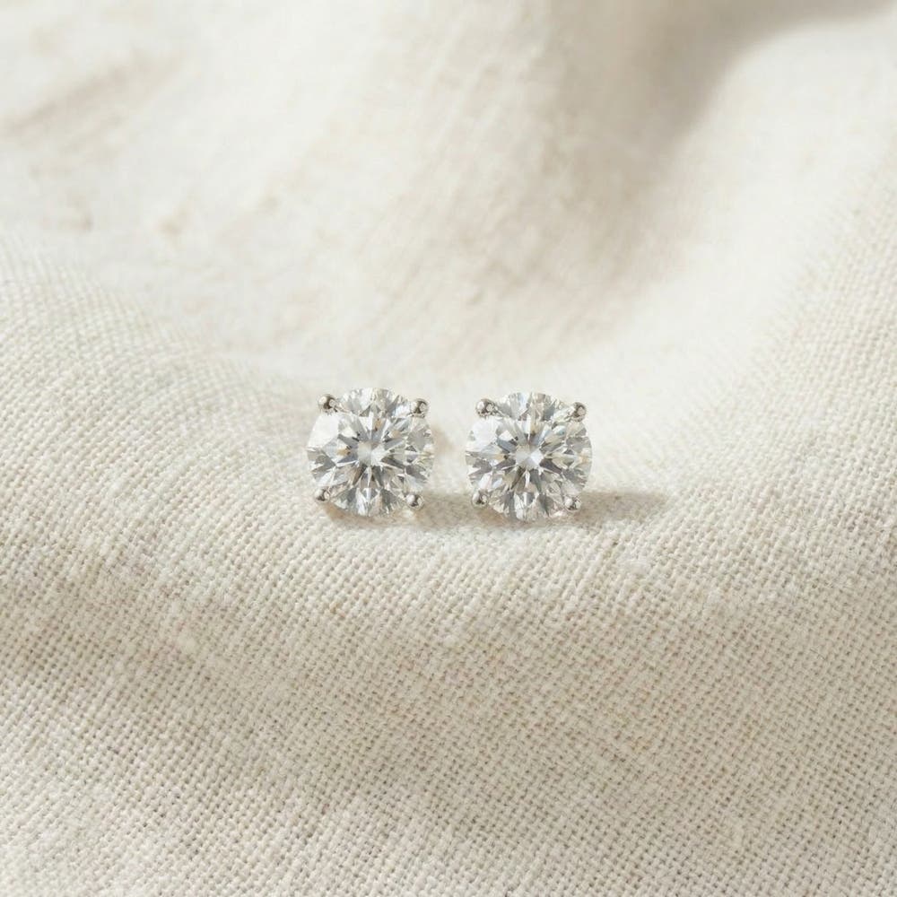 Женские аксессуары Bliss Diamond 2Ct T.W. Round Cut Diamond Studs in 14k Gold Push Back Women's Earrings — фото 3