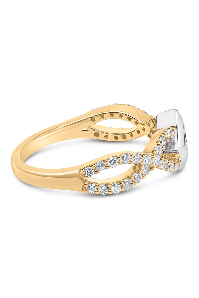 10K Two Tone Color 5/8 Cttw Diamond Kite and Twist Shank Ring, Alternate, color, Yellow