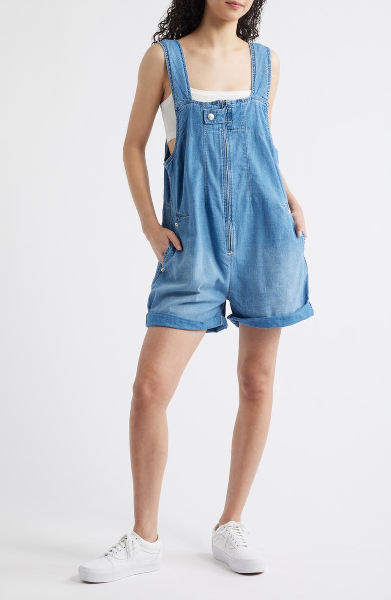 Free People Jude Cotton Shortalls, Main, color, Light Indigo