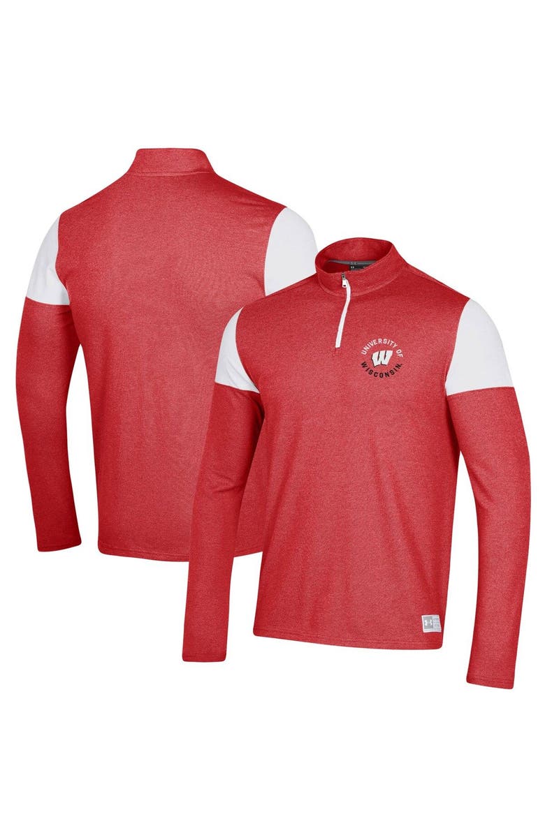 Under Armour Men's Under Armour Red Wisconsin Badgers Gameday Tri-Blend Quarter-Zip Jacket, Main, color, Red