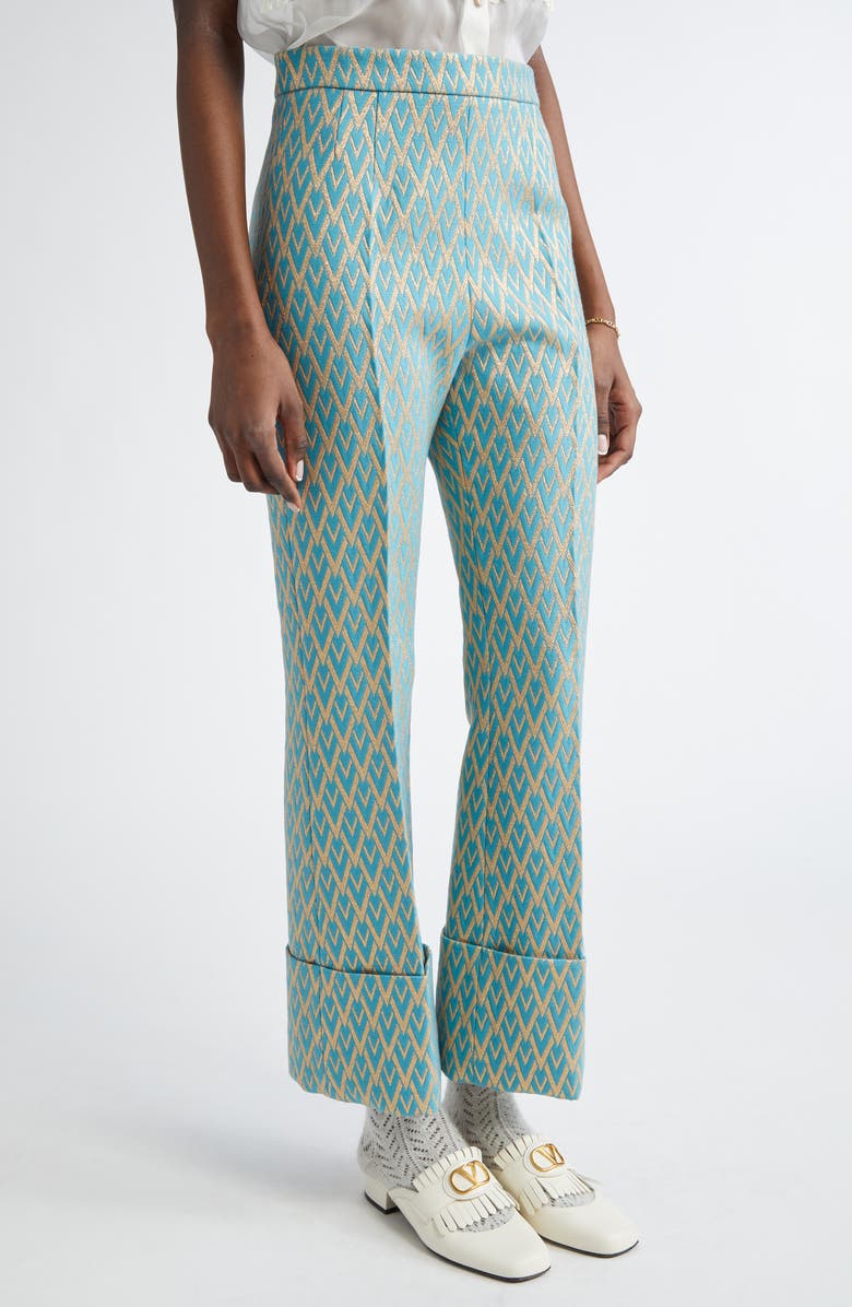 Valentino Garavani Toute La V Metallic Jacquard Pants, Alternate, color, 