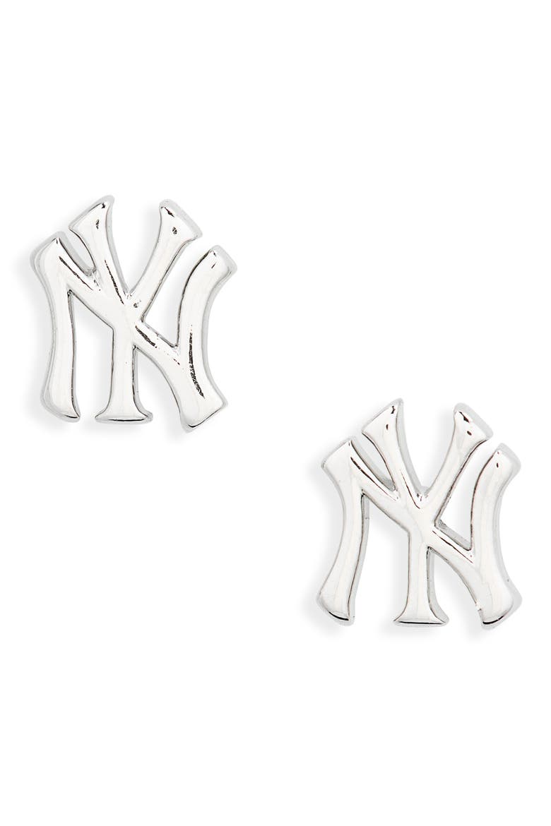 New York Yankees Logo Stud Earrings, Main, color, SILVER
