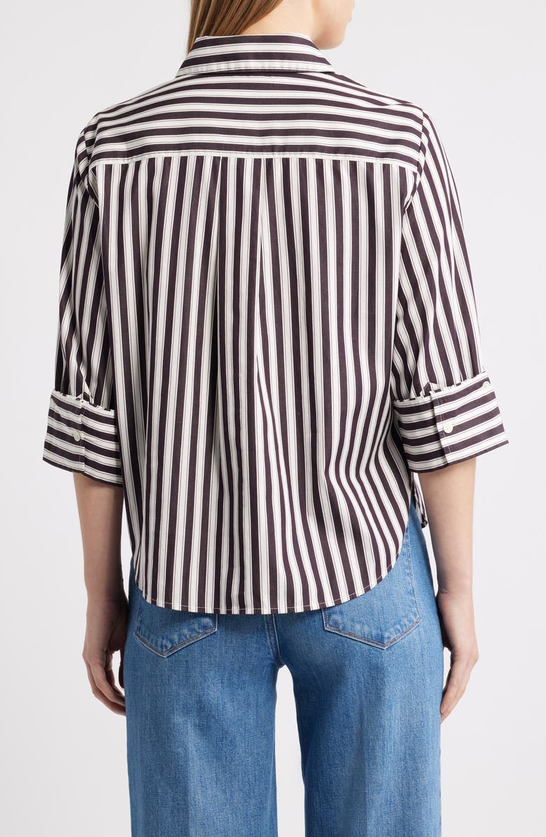 Madewell Easy Y-Neck Poplin Button-Up Shirt, Alternate, color, Purple Black And White Stripe