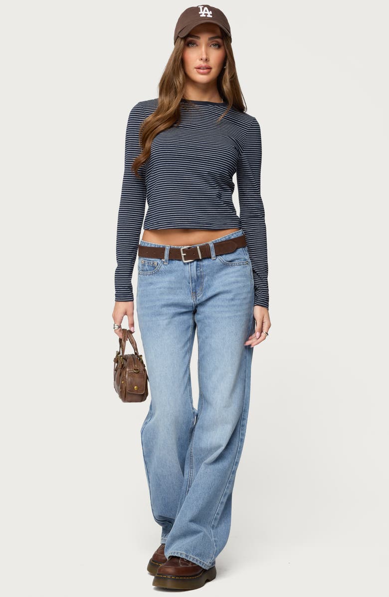 EDIKTED Brianna Long Sleeve Crop T-Shirt, Alternate, color, 