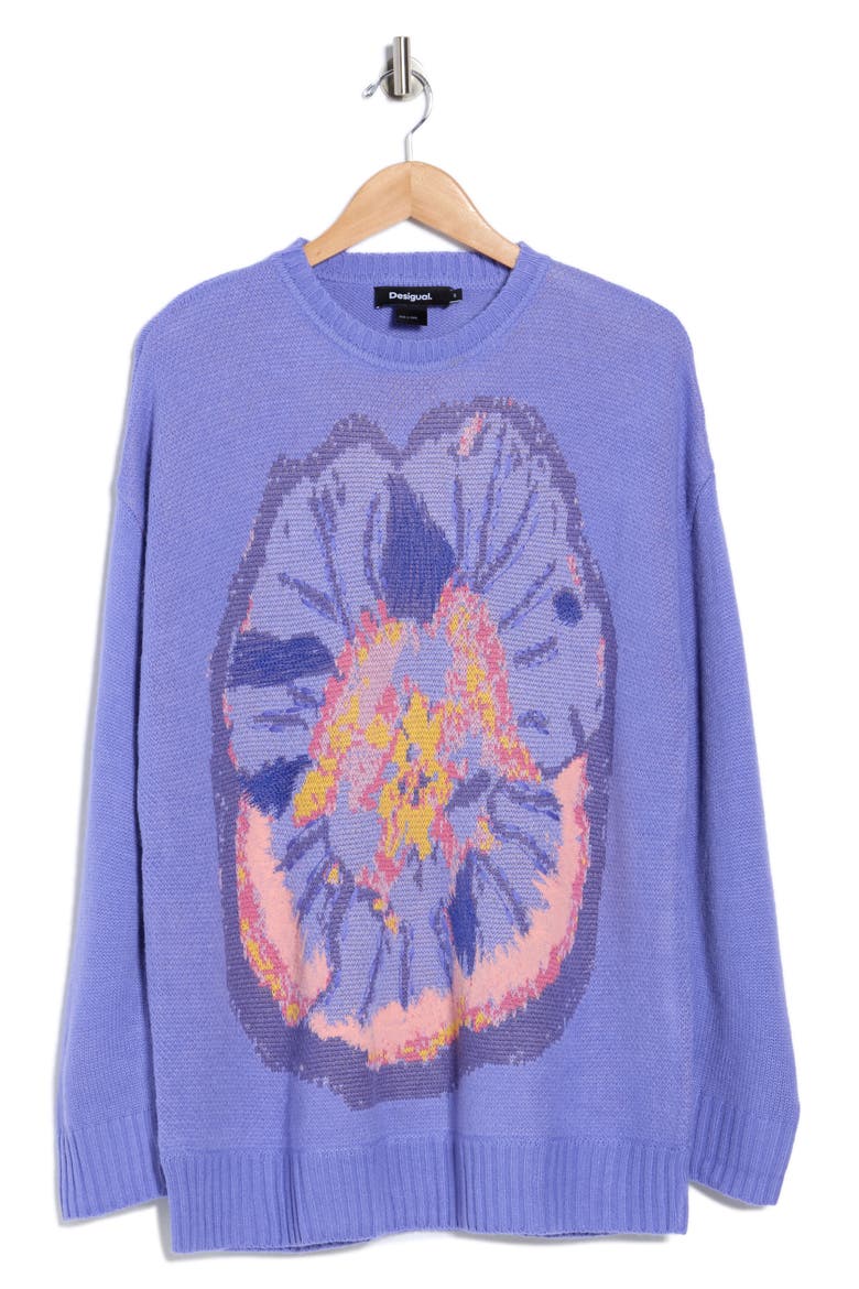 Floral Sweater, Alternate, color, PURPLE