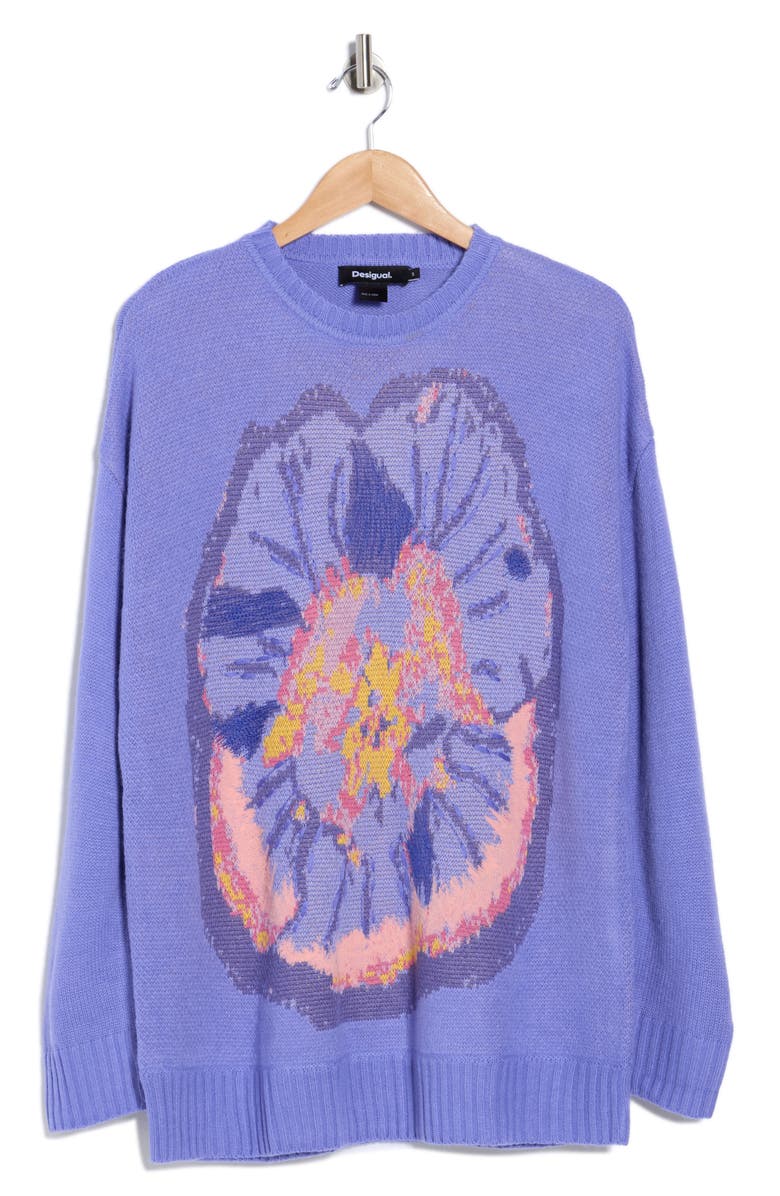 Desigual Floral Sweater, Main, color, Purple