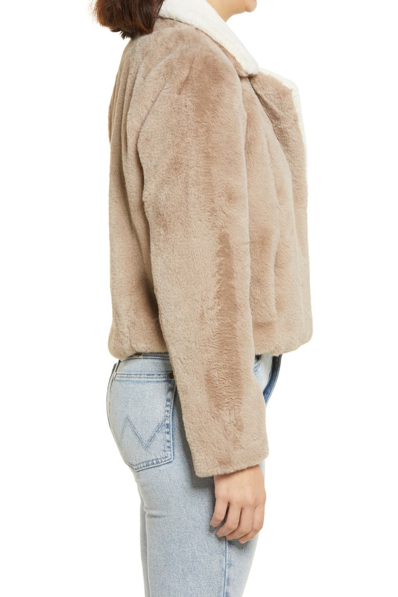 Feel the Love Faux Fur Jacket, Alternate, color, TAUPE / WHITE