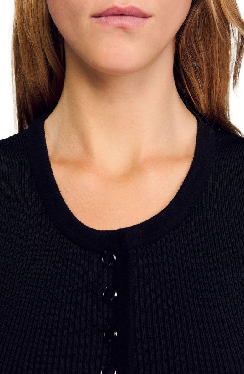 SANDRO Short ribbed knit dress, Alternate, color, Black