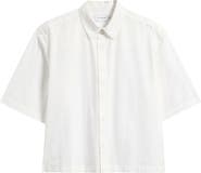 Topman Crop Short Sleeve Cotton Poplin Button-Up Shirt