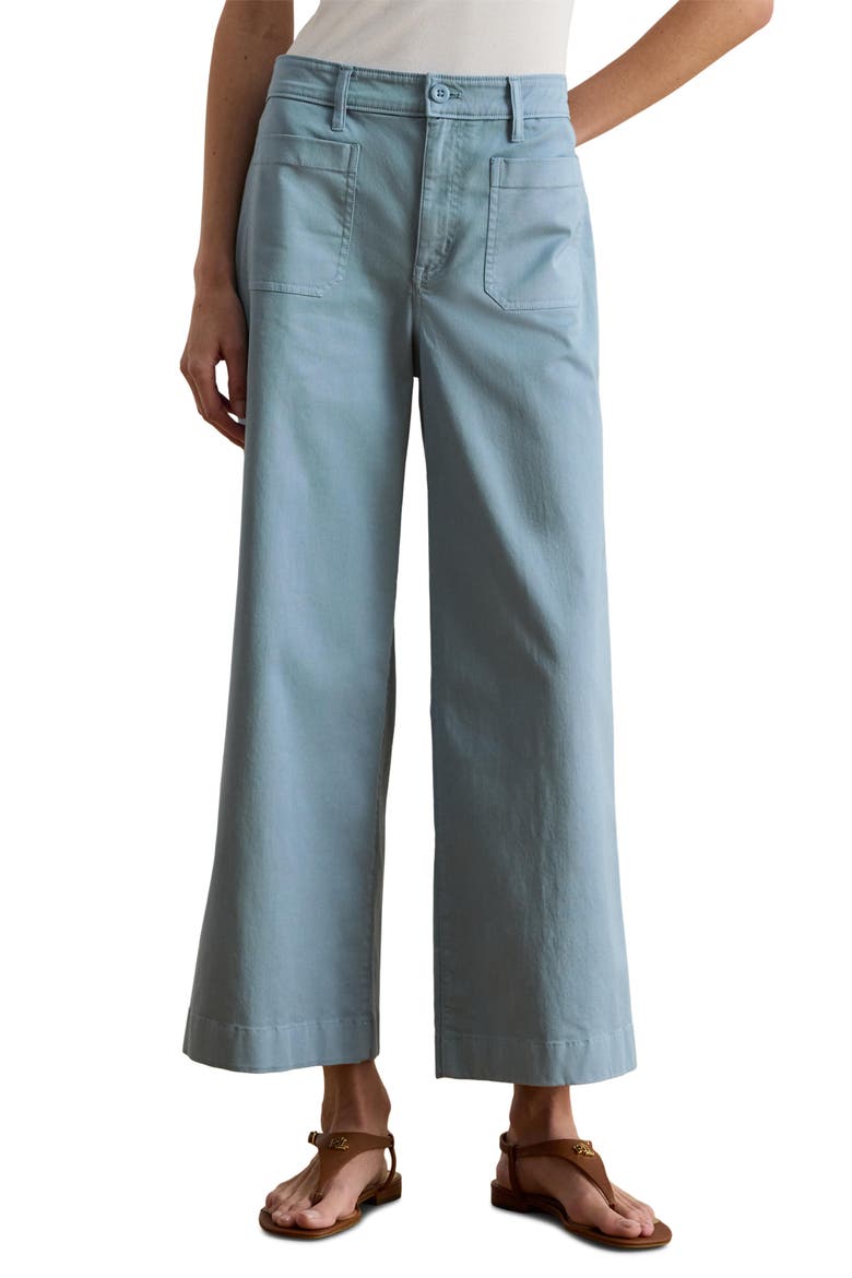 Stretch Cropped Wide Leg Chinos, Main, color, BLUE NOTE