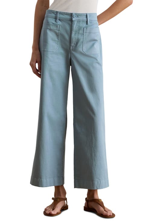Stretch Cropped Wide Leg Chinos