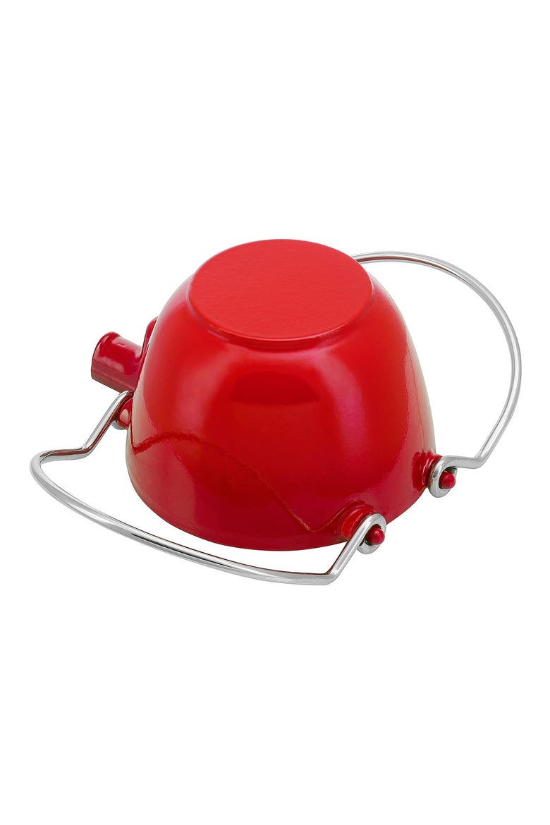 1-Quart Enameled Cast Iron Tea Kettle, Alternate, color, CHERRY