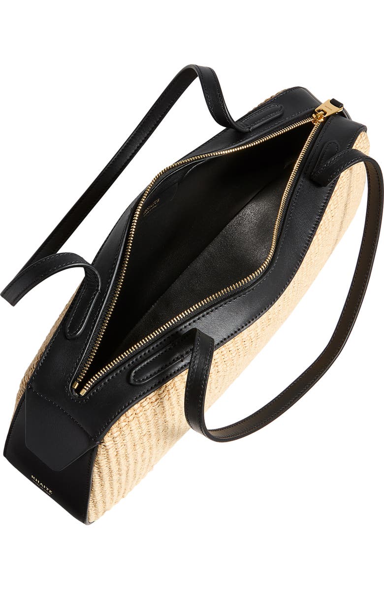 Khaite Simona Faux Raffia Shoulder Bag, Alternate, color, Black / Natural 367