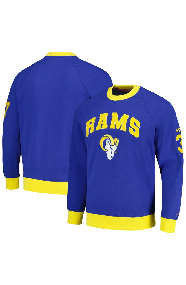 Tommy Hilfiger Men's Tommy Hilfiger Royal Los Angeles Rams Reese Raglan Tri-Blend Pullover Sweatshirt, Main, color, Royal