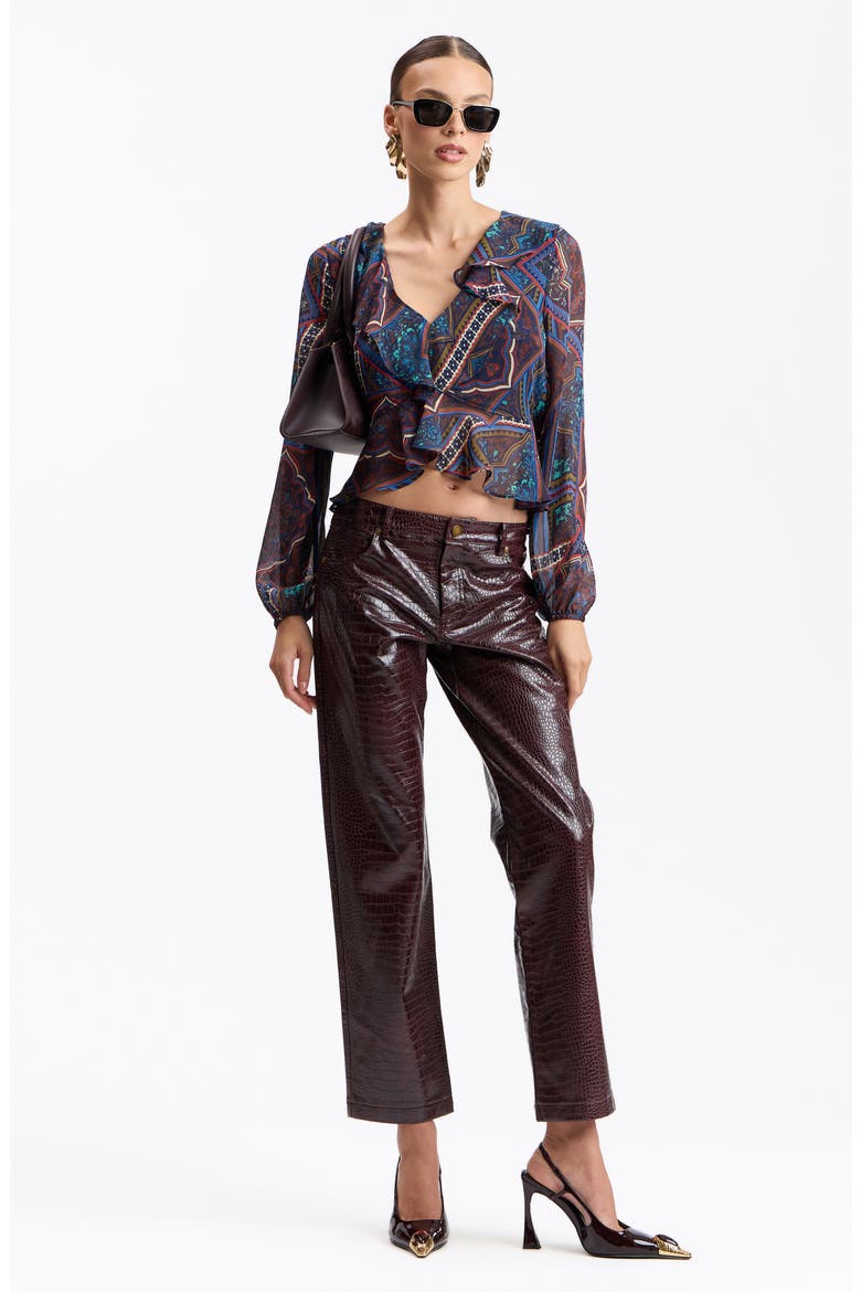 Ruffle Crinkle Chiffon Peplum Top, Alternate, color, JEWEL SOUK