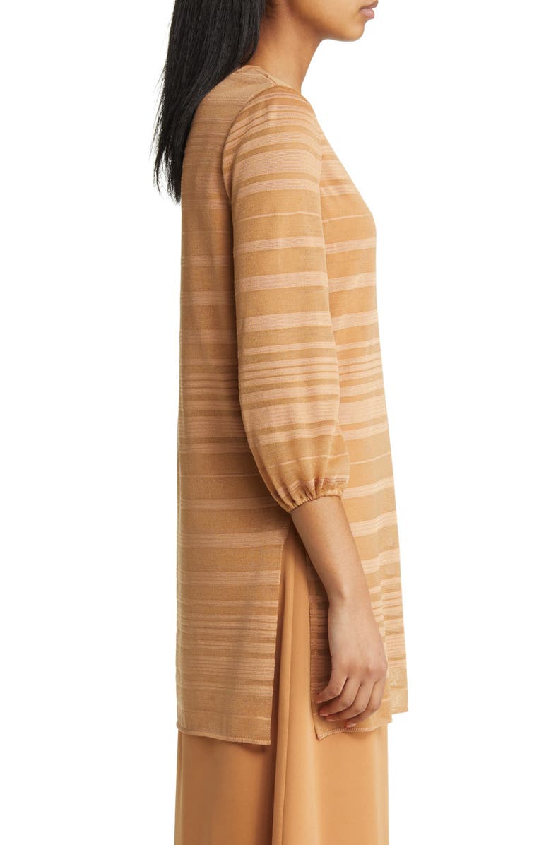 Misook Tonal Stripe Balloon Sleeve Tunic Sweater, Alternate, color, Italian Clay