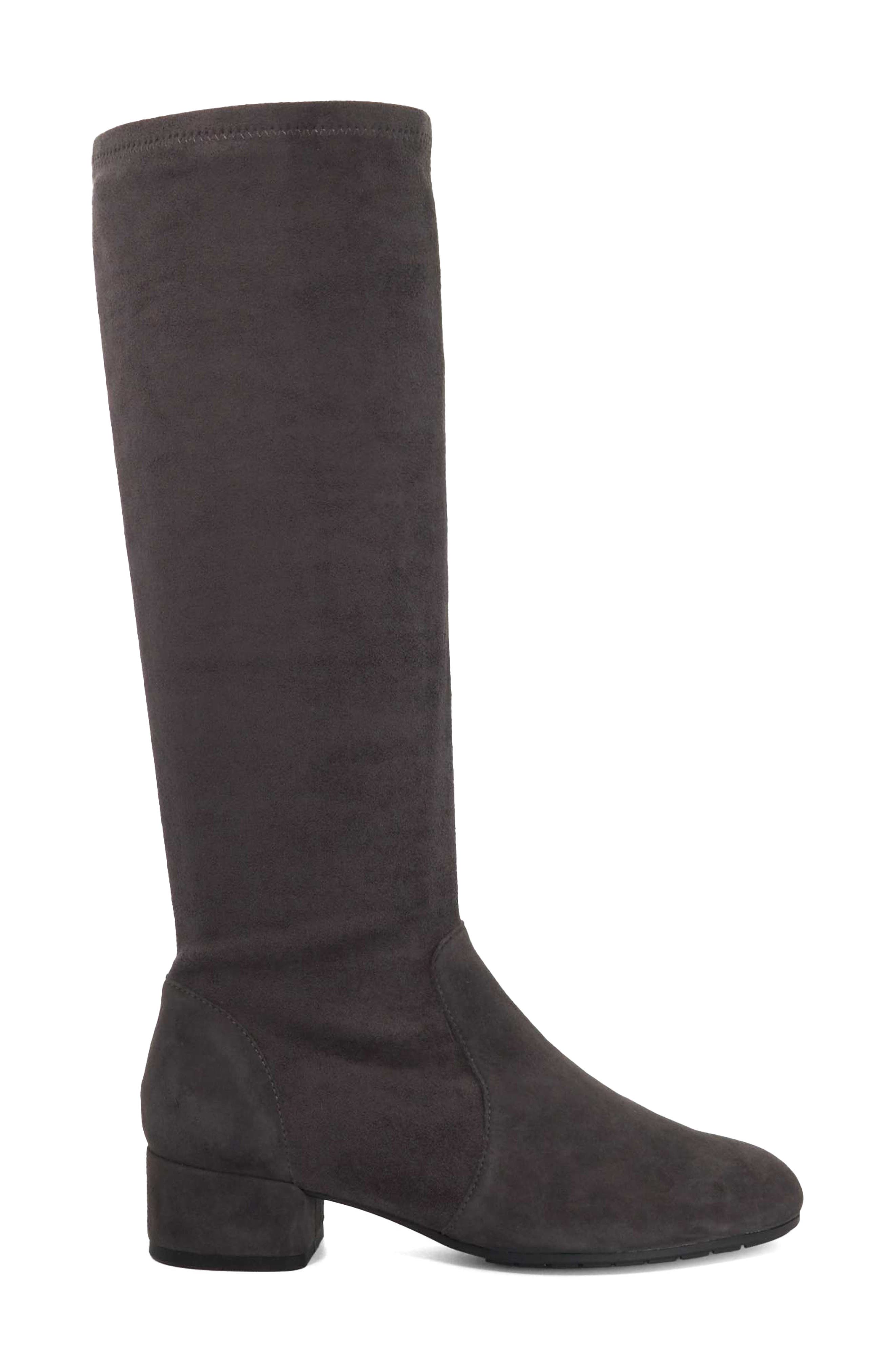 Topsys Tall Stretch Leather Boot, Alternate, color, DARK GREY