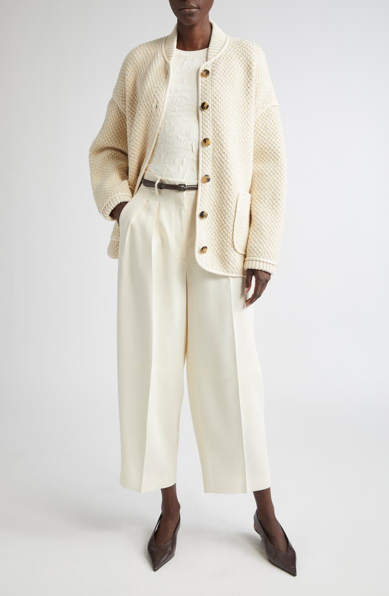 Altuzarra Gus Honeycomb Knit Sweater Jacket, Alternate, color, Ivory