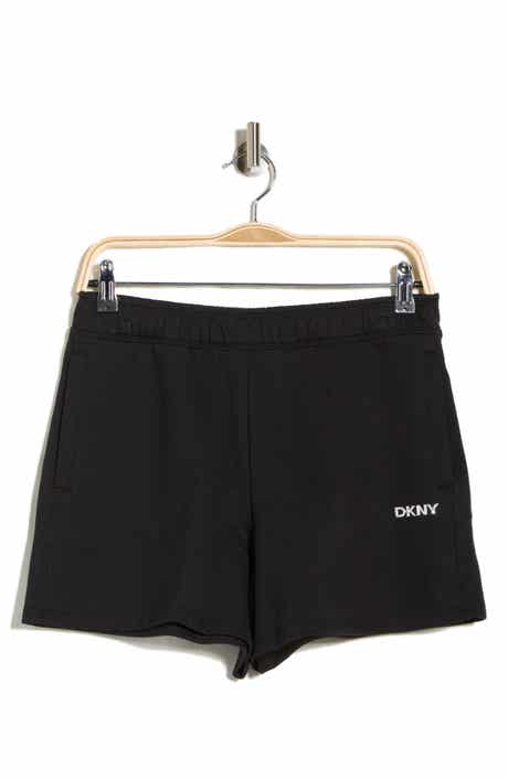 DKNY Metallic Logo High Rise French Terry Shorts