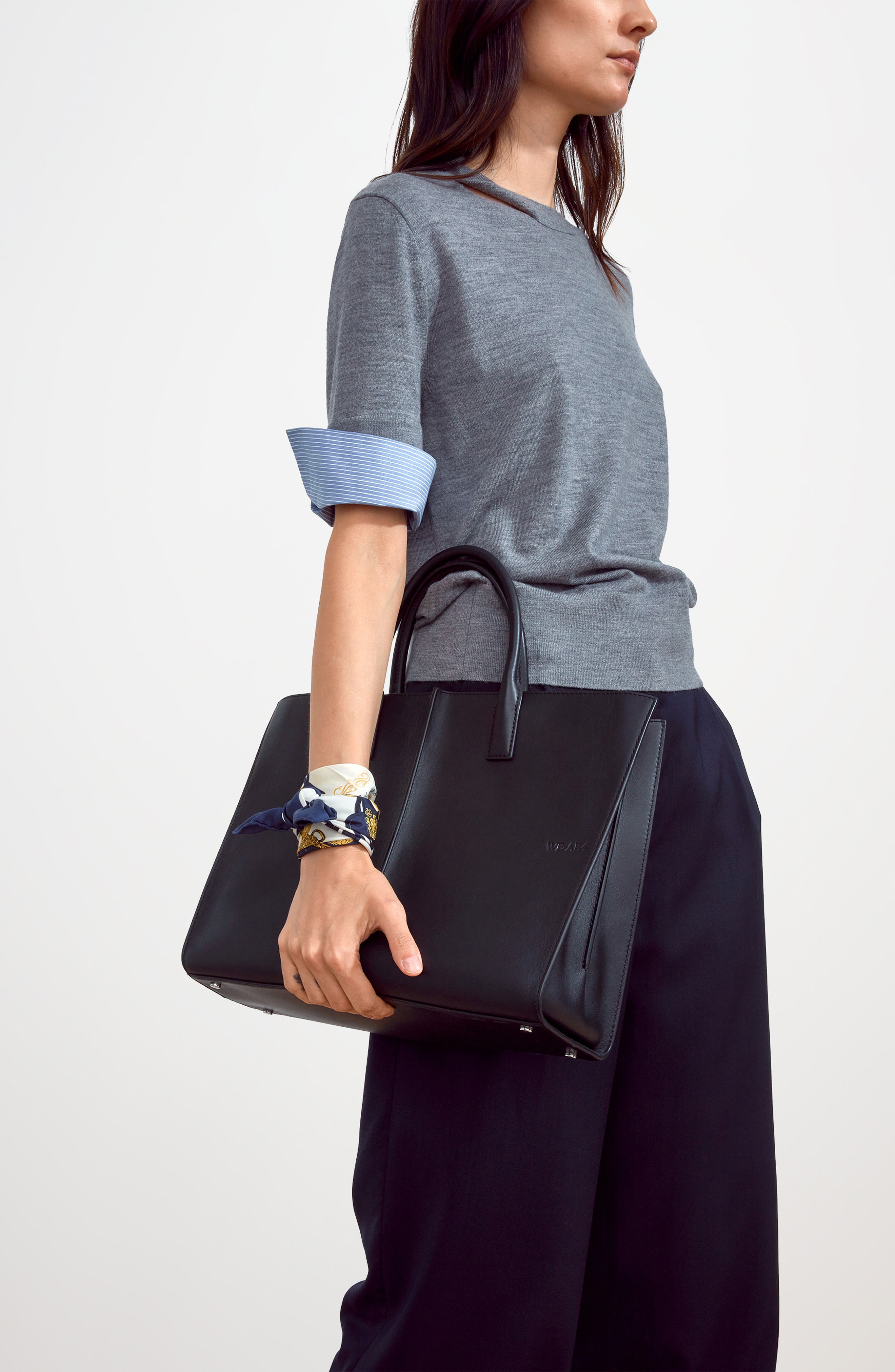 The Industry Leather Tote, Alternate, color, BLACK