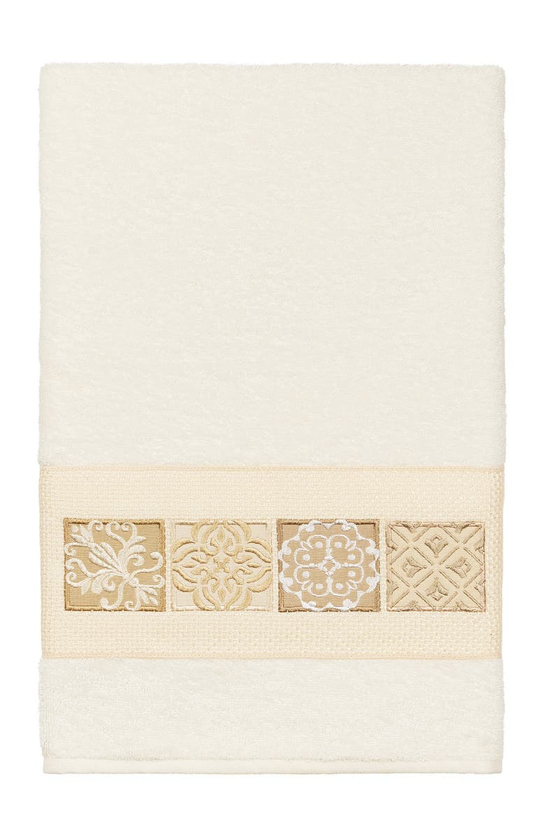 Linum Home Textiles Vivian Embellished Bath Towel - Cream, Main, color, Cream