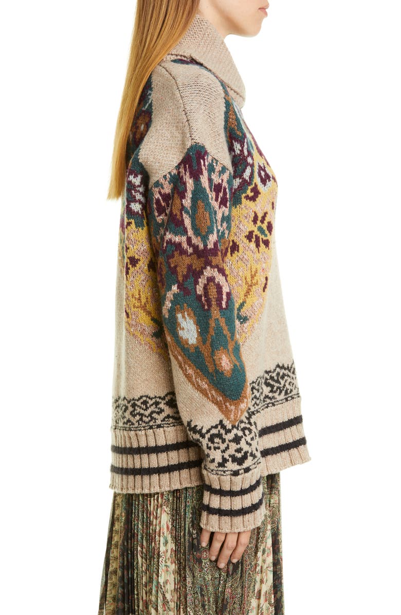 Etro Shawl Collar Intarsia Sweater, Alternate, color, 