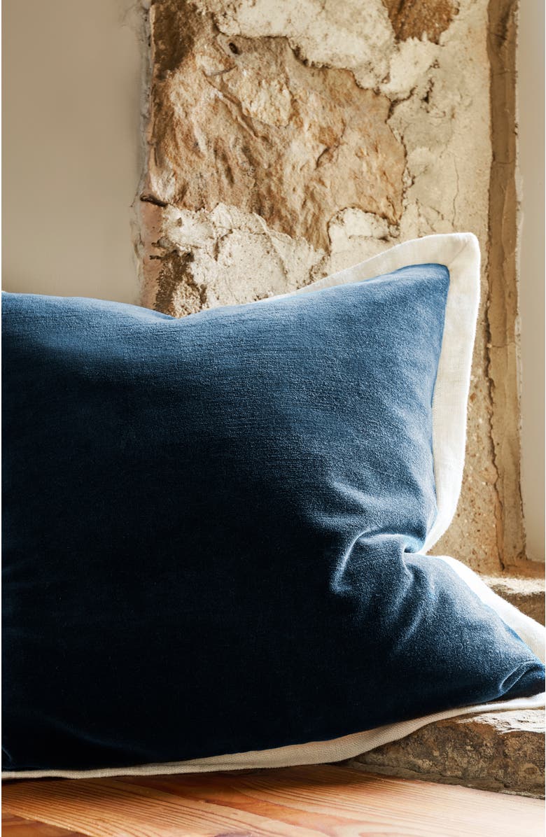 CHRISTY Eltham Luxury Velvet Cotton Cushion, Alternate, color, Navy
