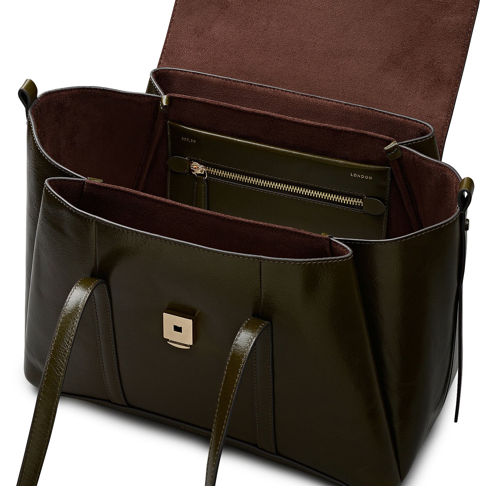 Radley The Chancery - High Shine Medium Flapover Shoulder Bag, Alternate, color, Pine Needle