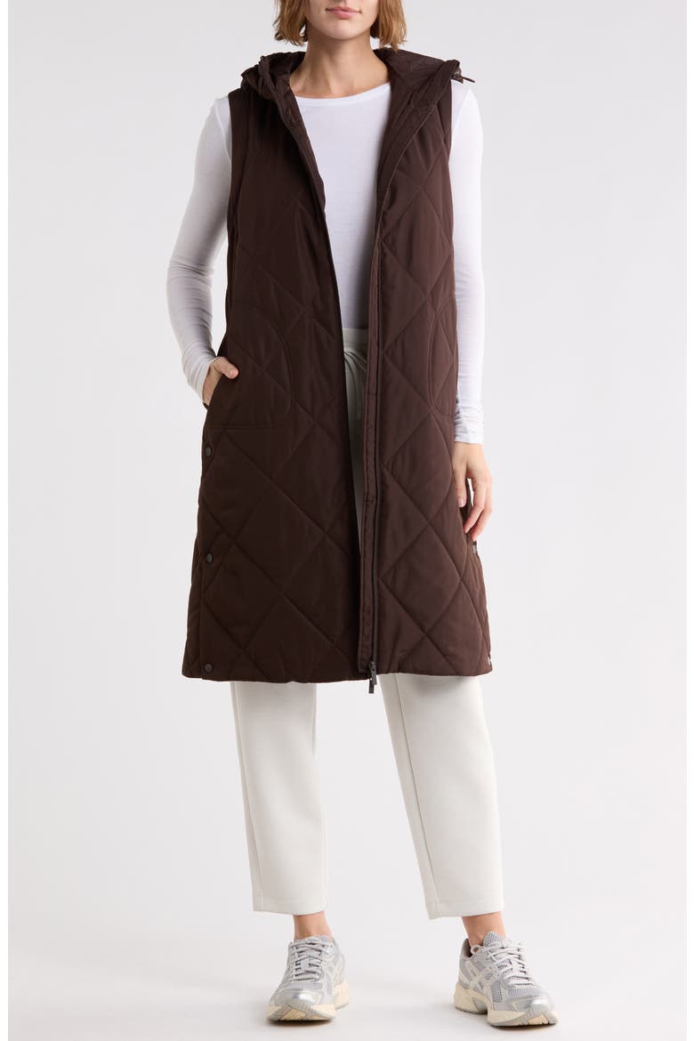 Longline Quilted Vest, Alternate, color, BROWN MOLE