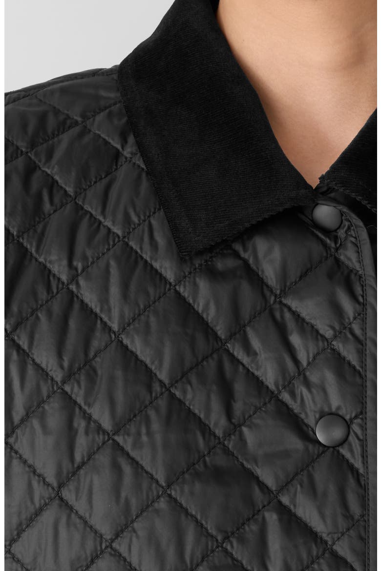 Corduroy Collar Quilted Jacket, Alternate, color, BLACK
