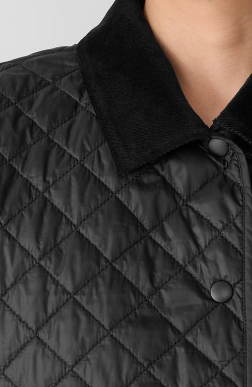 Eileen Fisher Corduroy Collar Quilted Jacket In Black
