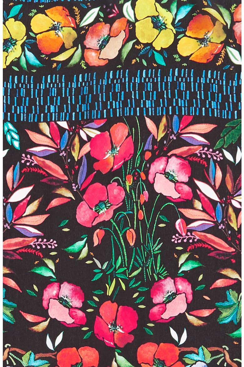Parakeet Floral Square Silk Scarf, Alternate, color, MULTI