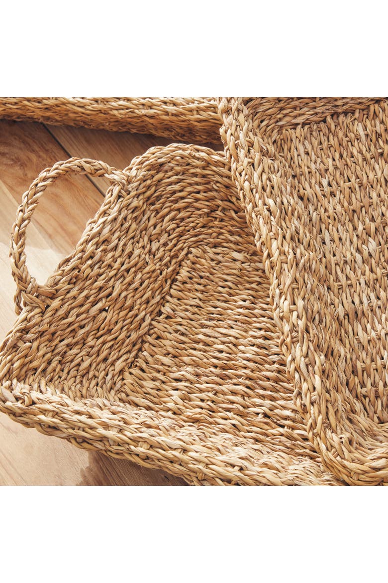 Seagrass Trays With Handles Set of 3, Alternate, color, Beige