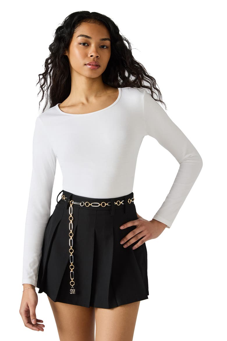 Mixed Metal Oval Circle Chain Belt, Alternate, color, SILVER-GOLD