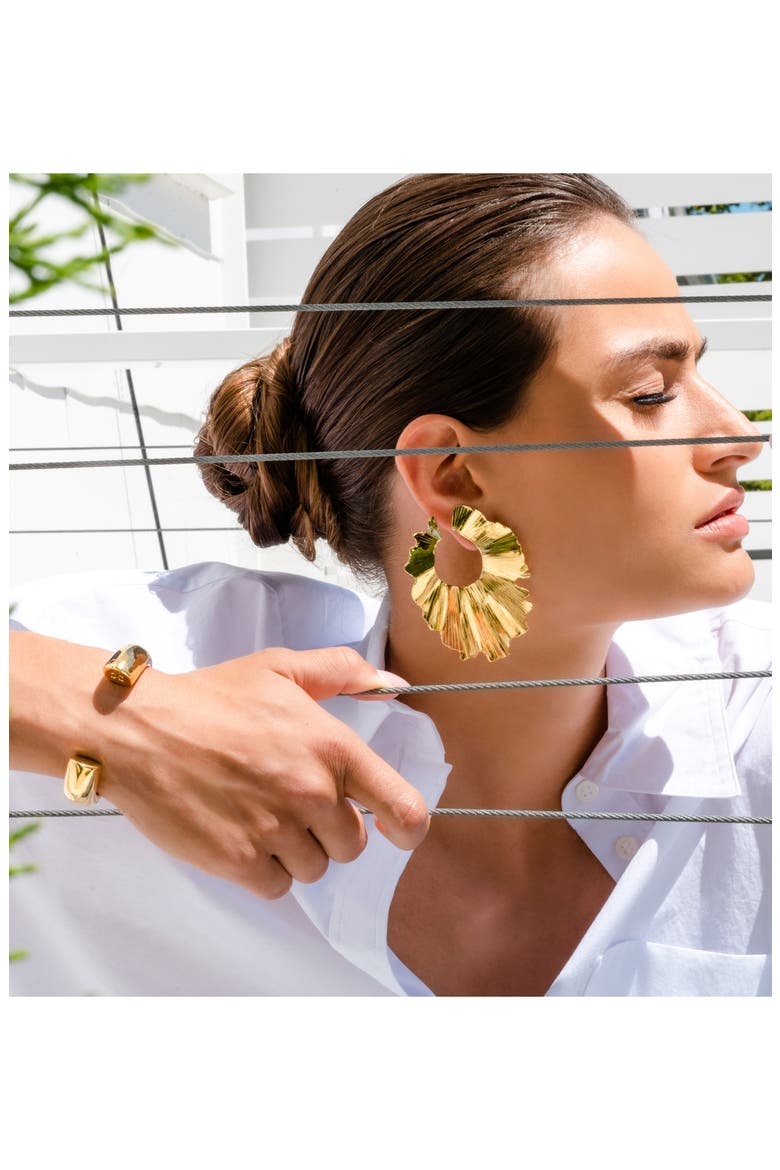 Palm Leaf Drop Earrings, Alternate, color, 14K GOLD