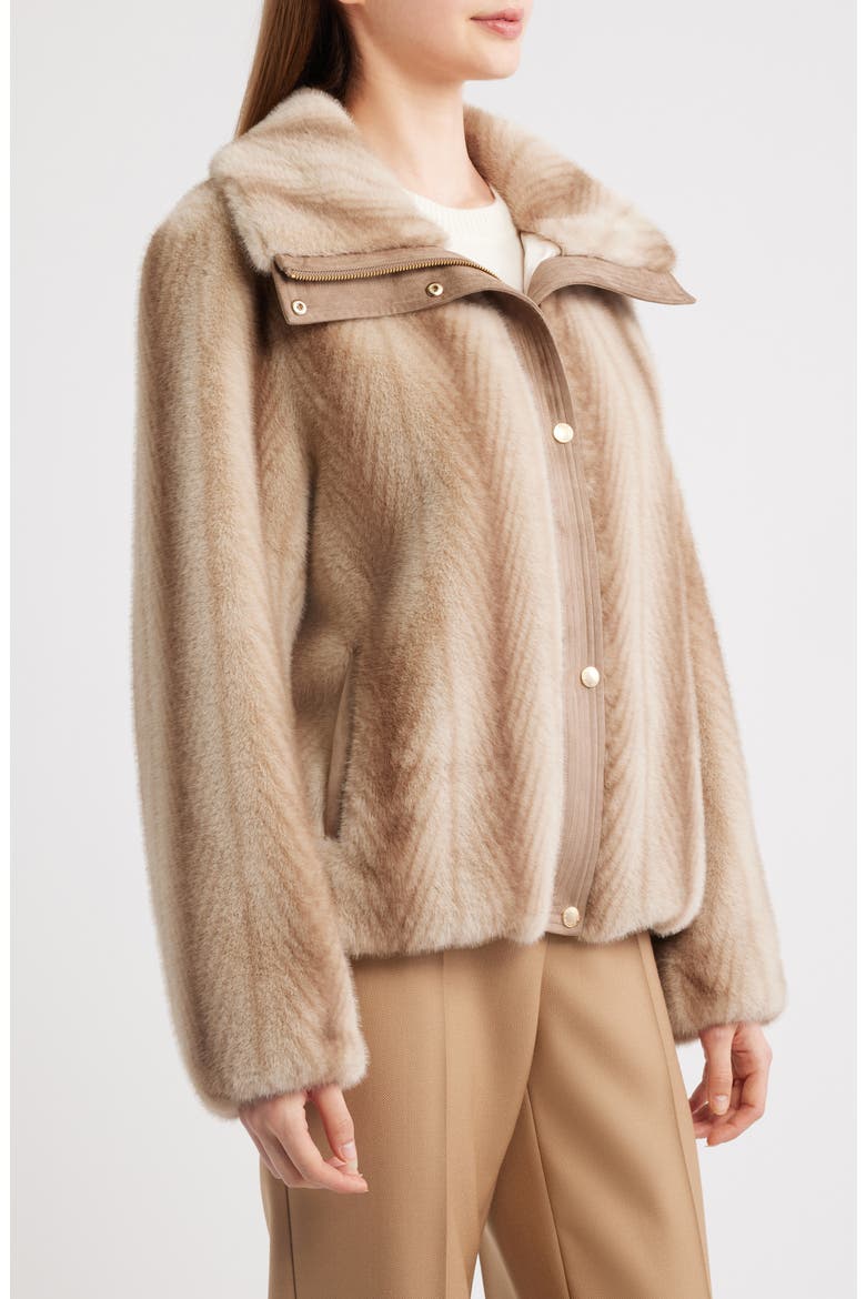 Faux Fur Bomber, Alternate, color, BEIGE