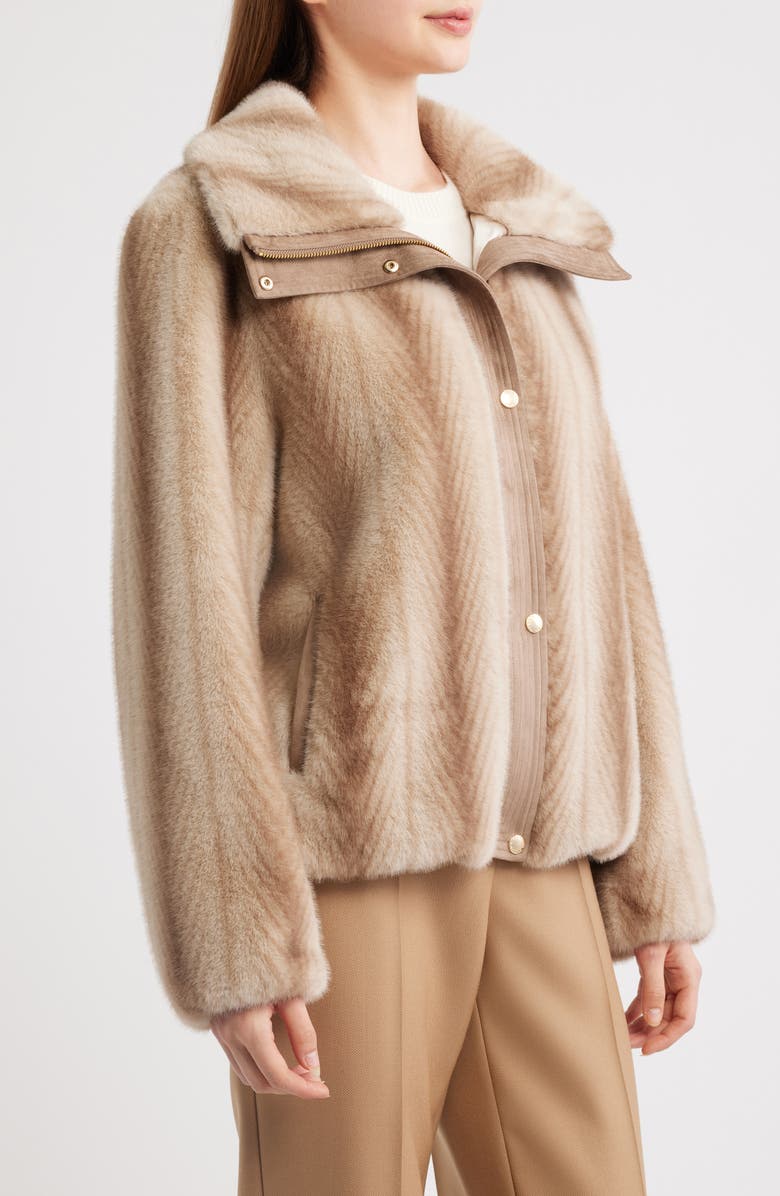 Via Spiga Faux Fur Bomber, Alternate, color, Beige