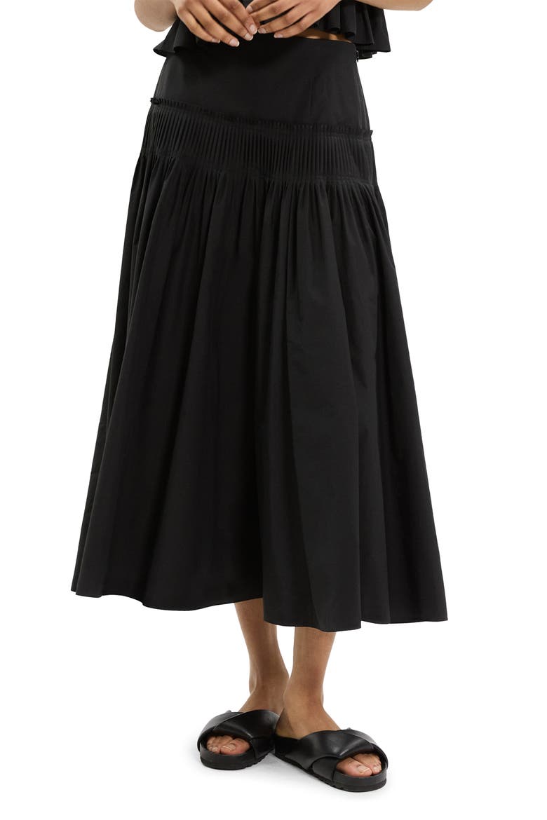 Accordion Yoke Skirt, Main, color, BLACK