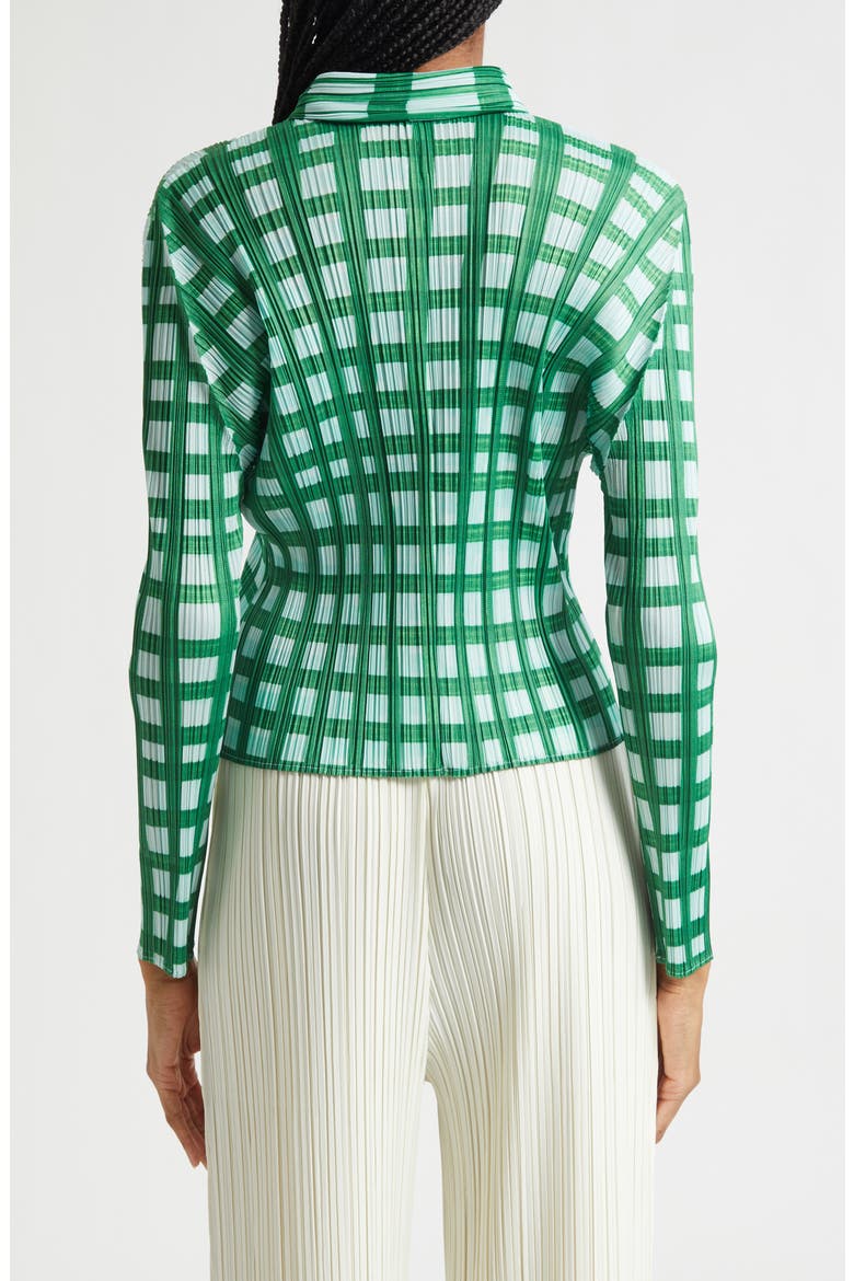 Basket Print Pleated Cardigan, Alternate, color, GREEN