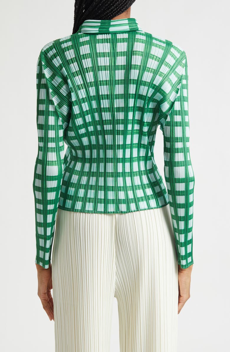 Issey Miyake Basket Print Pleated Cardigan, Alternate, color, Green