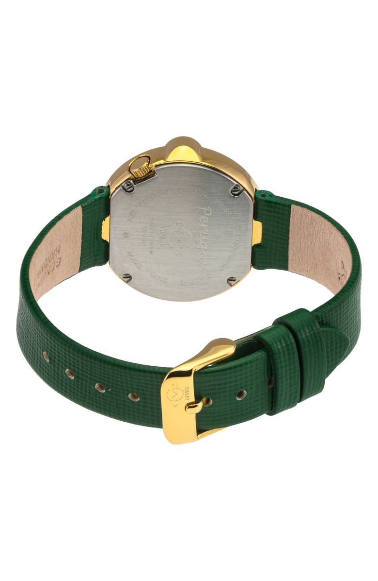 GV2 Perugia Diamond Leather Strap Watch, 33mm - 0.10 ctw, Alternate, color, Green