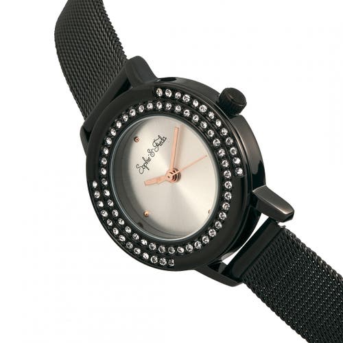 Sophie And Freda Cambridge Bracelet Watch With Swarovski Crystals In Black