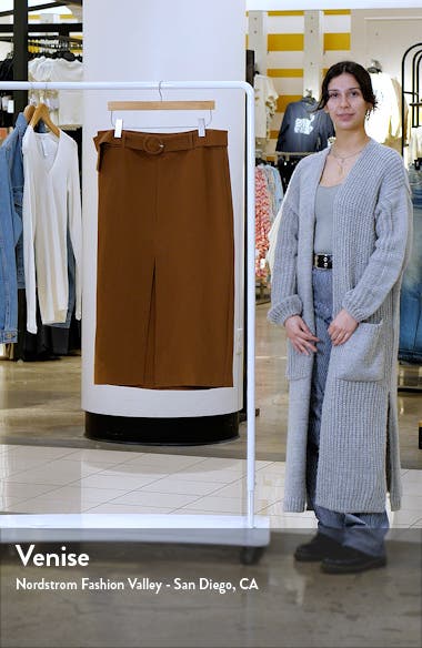 MANGO Belted Front Slit Midi Skirt (Women) | Nordstromrack