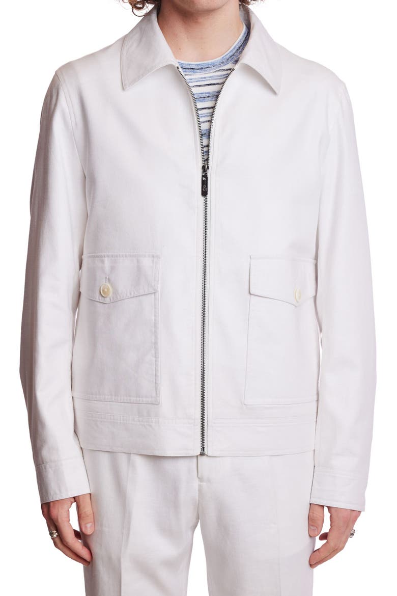 Milo Slim Fit Linen Blend Bomber Jacket, Main, color, WHITE LINEN