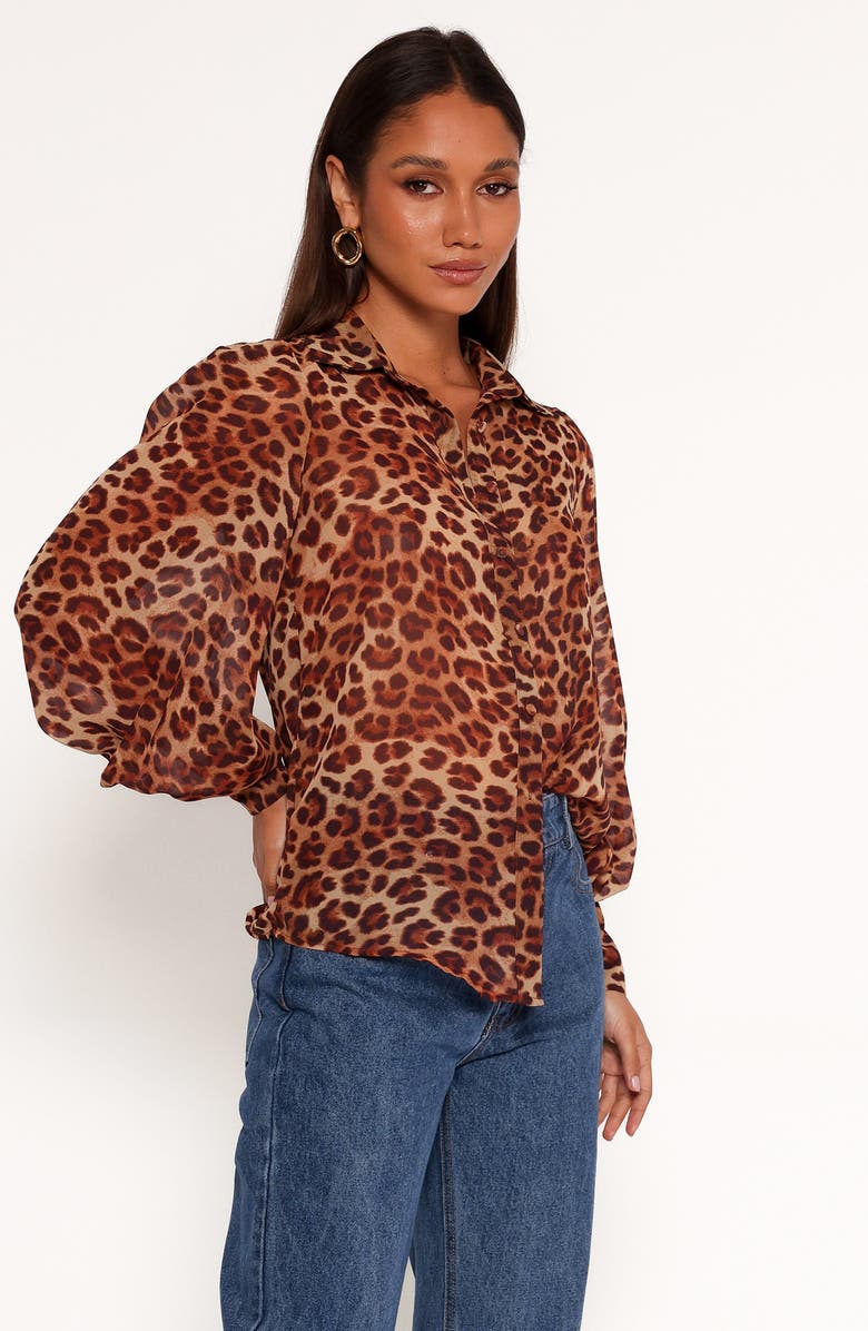 Petal & Pup Fleetwood Print Button-Up Shirt, Alternate, color, Leopard