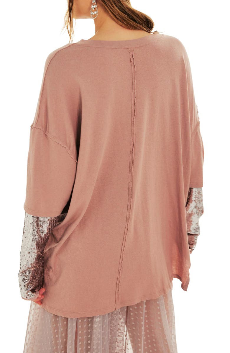 Free People Nellie Sequin Twofer Top, Alternate, color, Mauve