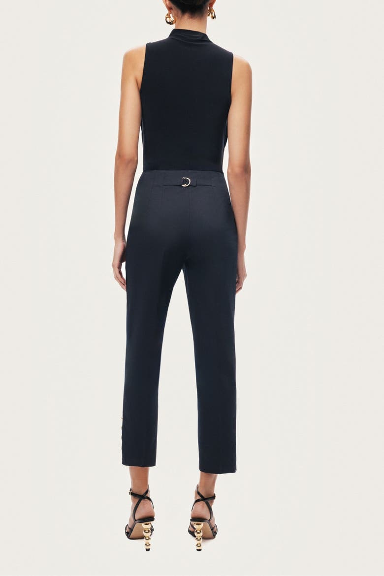 Gold Button Detail Pants, Alternate, color, Black