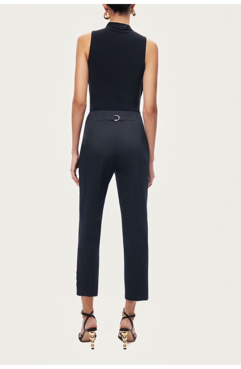 Nocturne Gold Button Detail Pants, Alternate, color, Black
